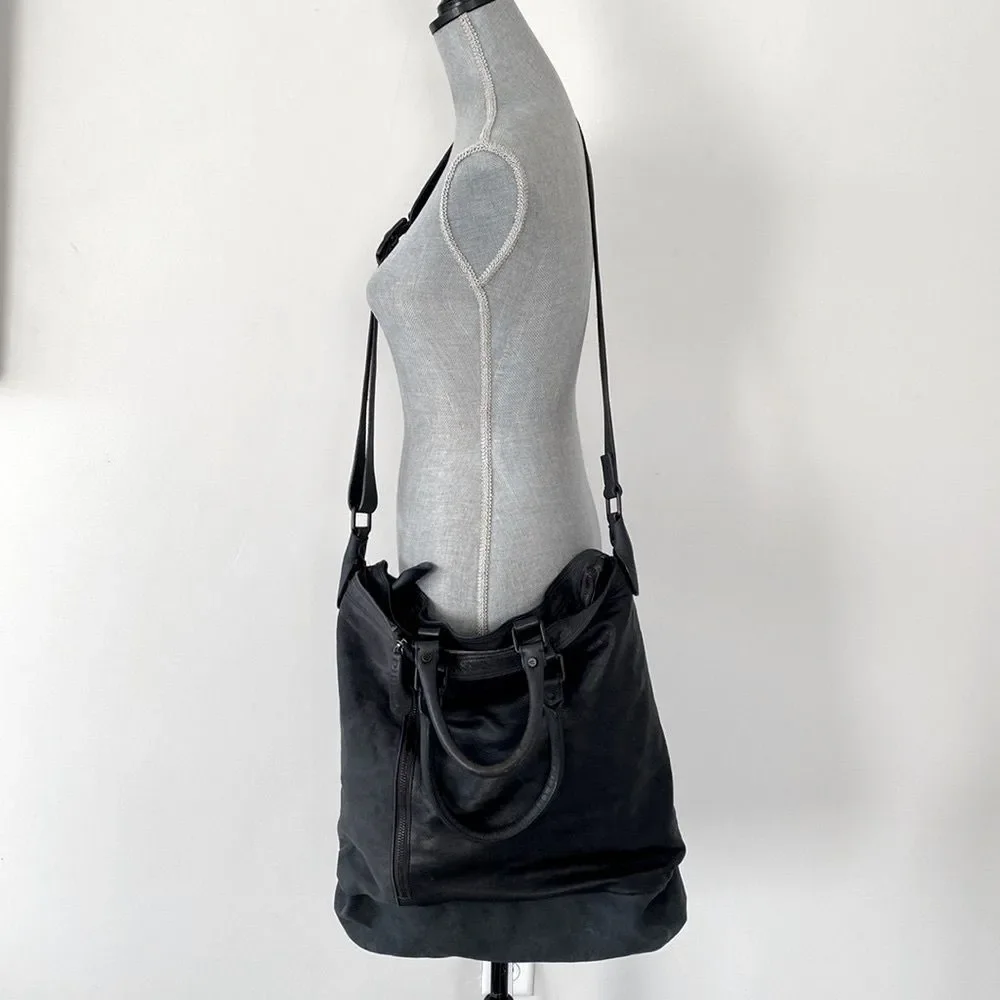 Rare VTG Diesel Dark Gray Leather and Canvas Large Bag Mixed Media Urban Street